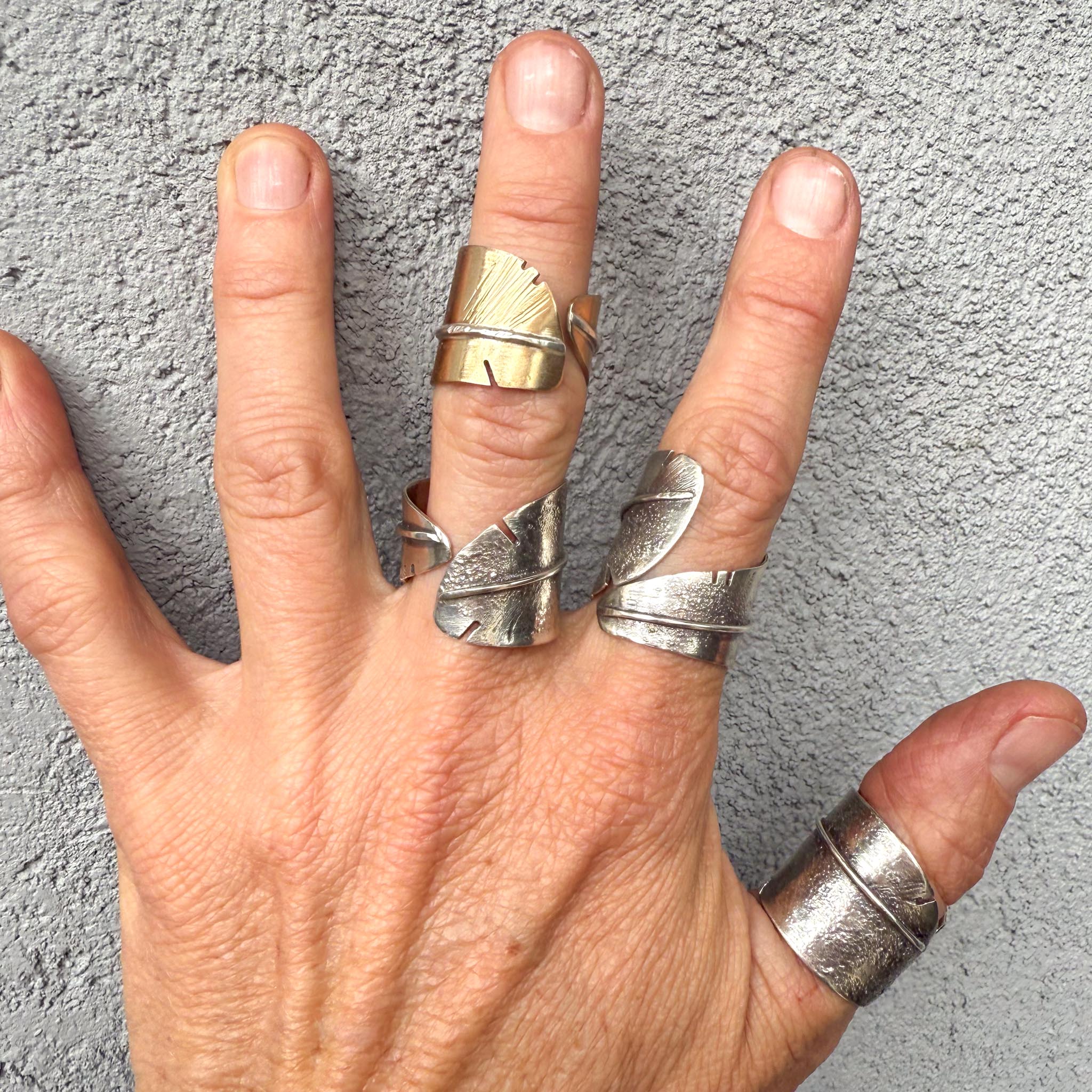 Sterling Silver Fearless Feather Ring